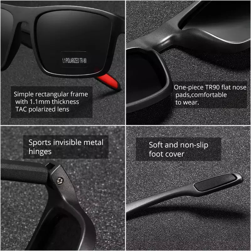 Óculos de sol ultra leves Kdeam retangulares para homens e mulheres, TAC polarizado, lente espessura, óculos de sol para condução, esportes, Cat.3, TR90, 1.1mm