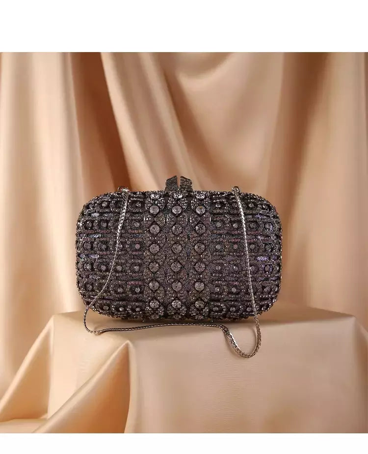 Bolsa de embreagem de cristal diamante para mulheres, bolsa mensageiro de ombro, embreagens noturnas, preto dourado, nova moda, melhor designer
