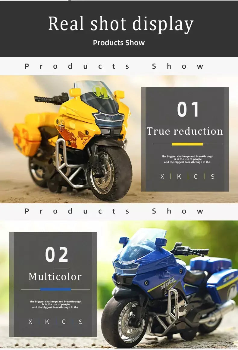 1/14 modelo de carro liga puxar para trás motocicleta locomotiva masculina carro de polícia com luz e veículos de simulação de música brinquedos infantis