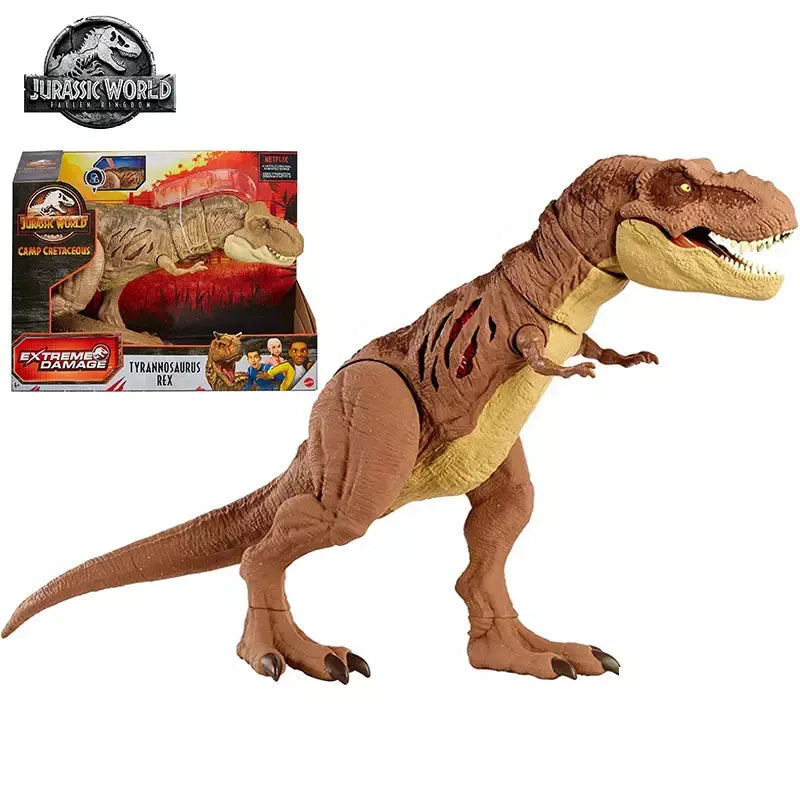 Original jurássico mundo dinossauros anime figura de ação indominus rex tyrannosaurus criança menino brinquedos para crianças presente aniversário mattel