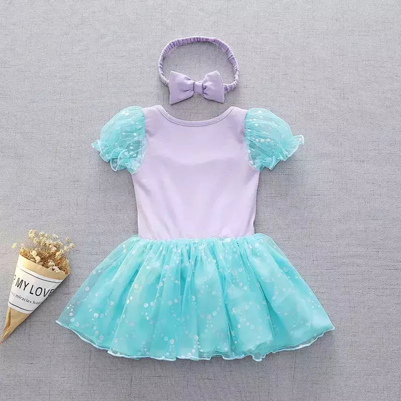 Baby Romper TUTU Vestido Com Headband Infantil Baby Princess Girl Roupas Tamanho 3-18M Cute Design Baby Dress Party Trajes