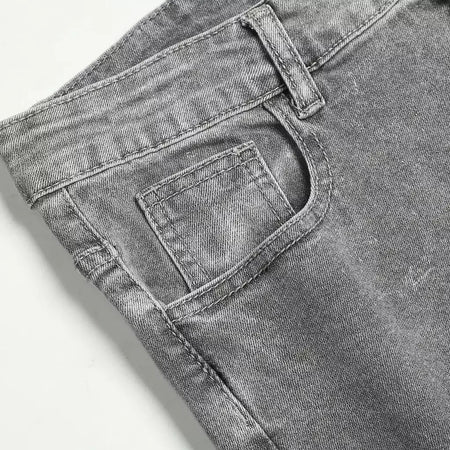 Cinza cor pura jeans homens cintura elástica calças de brim magros 2021 estiramento sem rasgado calças streetwear preto dos homens denim