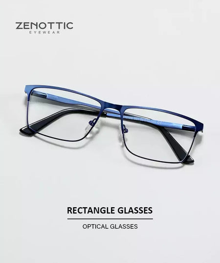 ZENOTTIC 2024 Liga dos homens Titanium Ótico Eyeglass Frame Moda Homens Quadrados Óculos Ultra Light Metal Clássico Sobre o balcão Óculos BT2108