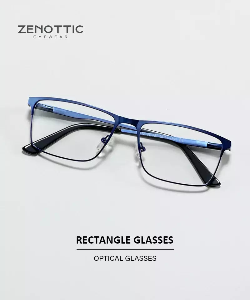 ZENOTTIC 2024 Liga dos homens Titanium Ótico Eyeglass Frame Moda Homens Quadrados Óculos Ultra Light Metal Clássico Sobre o balcão Óculos BT2108