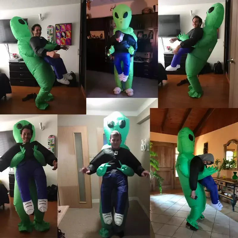 Et alienígena inflável terno alienígena monstro inflável traje assustador verde alienígena cosplay traje para adulto festa festival palco