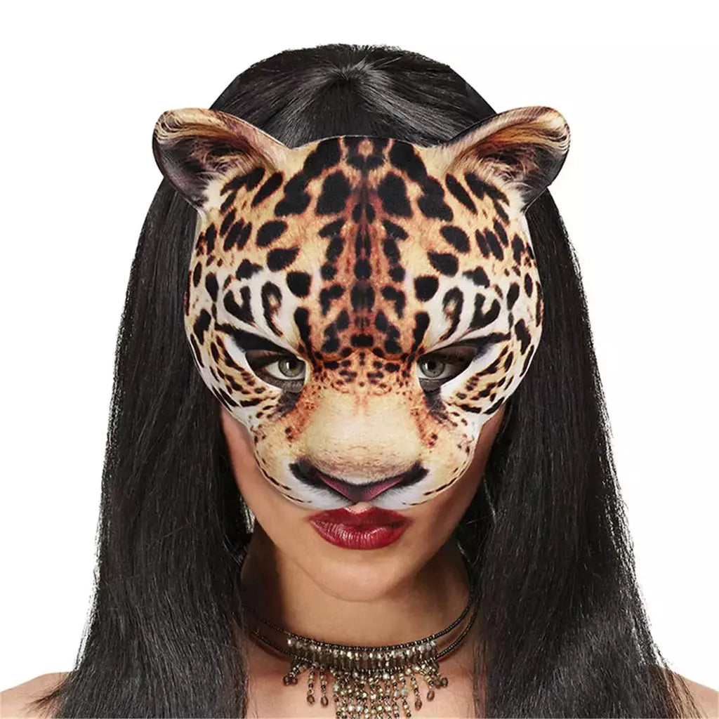 Halloween Cat Cosplay Máscara para Crianças, Meia Capa de Rosto, Festa Jogando Adereços, Traje Adulto Animal, Sexy