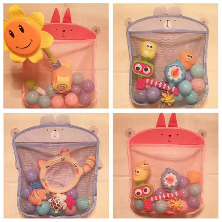 Qwz novo pato dos desenhos animados do bebê saco de malha do banheiro otário design para brinquedos de banho crianças formas animais pano areia brinquedos armazenamento net saco