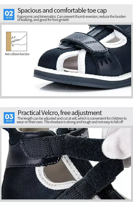 Princepard primavera verão crianças sandálias ortopédicas novo dedo do pé fechado couro arco apoio correção sapatos da criança meninas meninos