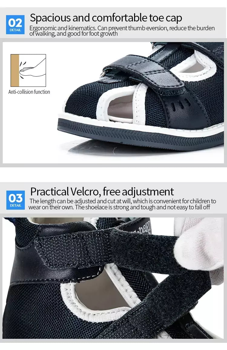 Princepard primavera verão crianças sandálias ortopédicas novo dedo do pé fechado couro arco apoio correção sapatos da criança meninas meninos