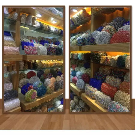 Bolsa noite strass para mulheres, bolsas de casamento, corrente de cristal, ouro, prata, pedras da noite, marrom, verde, pedras azuis