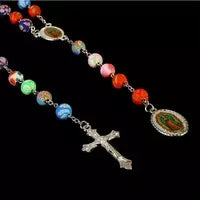 Contas de rosário de aço inoxidável colar de contas de 4 mm, colar de rosário pequeno, colar de joias femininas colar de cruz de Jesus.