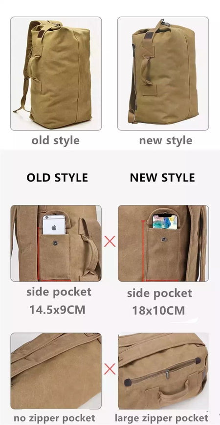 Mochila de Viagem de Grande Capacidade Mochila Mochila de Montanhismo Bagagem Masculina Canvas Bucket Shoulder Bags for Boys, Men Backpacks