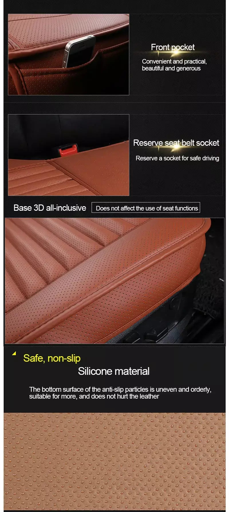 Capas universais de couro para assento de carro, interior de automóveis, capa de assento, almofada, protetor de cadeira, acessórios