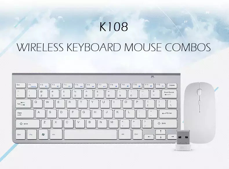Ultra fino teclado sem fio e mouse combo, baixo ruído, computador, laptop, Windows, Mac