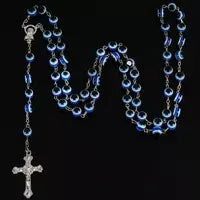Contas de rosário de aço inoxidável colar de contas de 4 mm, colar de rosário pequeno, colar de joias femininas colar de cruz de Jesus.