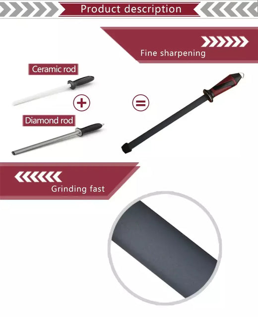V-SAN-Professional Kitchen Knife Sharpener Rod com alça confortável, Ceramic Sharpener, ferramenta de nitidez, High Performance, TV1703