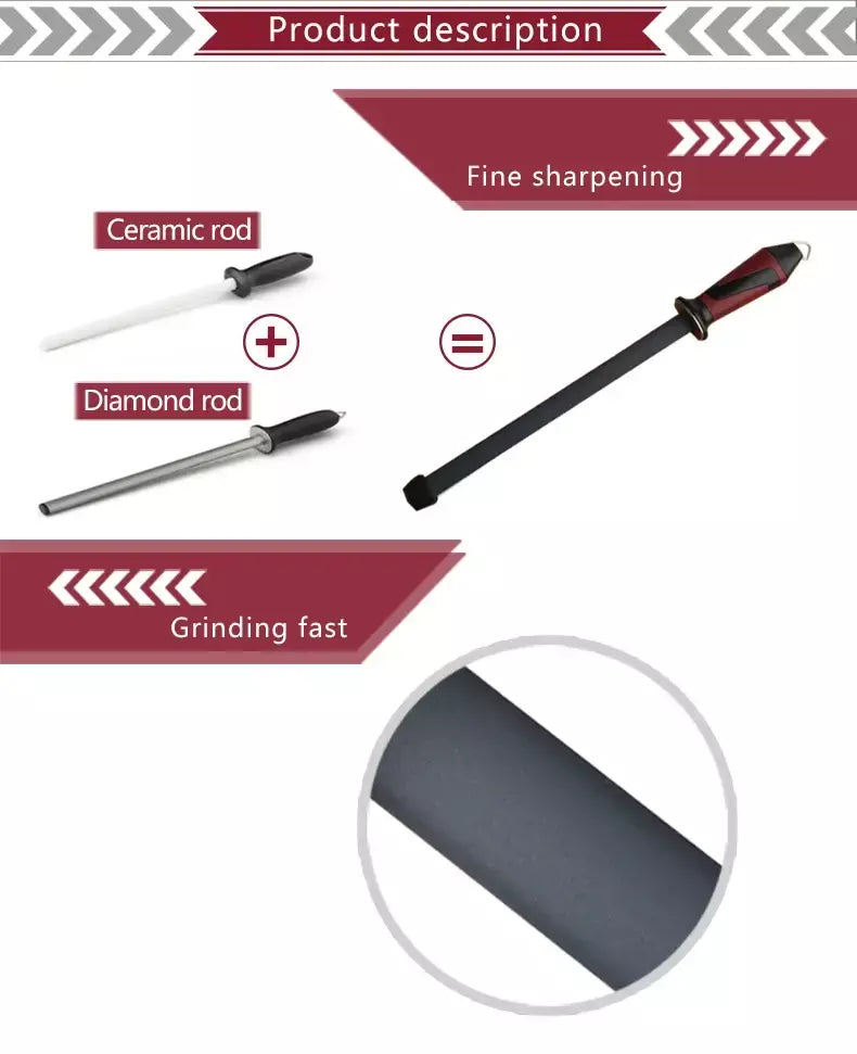 V-SAN-Professional Kitchen Knife Sharpener Rod com alça confortável, Ceramic Sharpener, ferramenta de nitidez, High Performance, TV1703