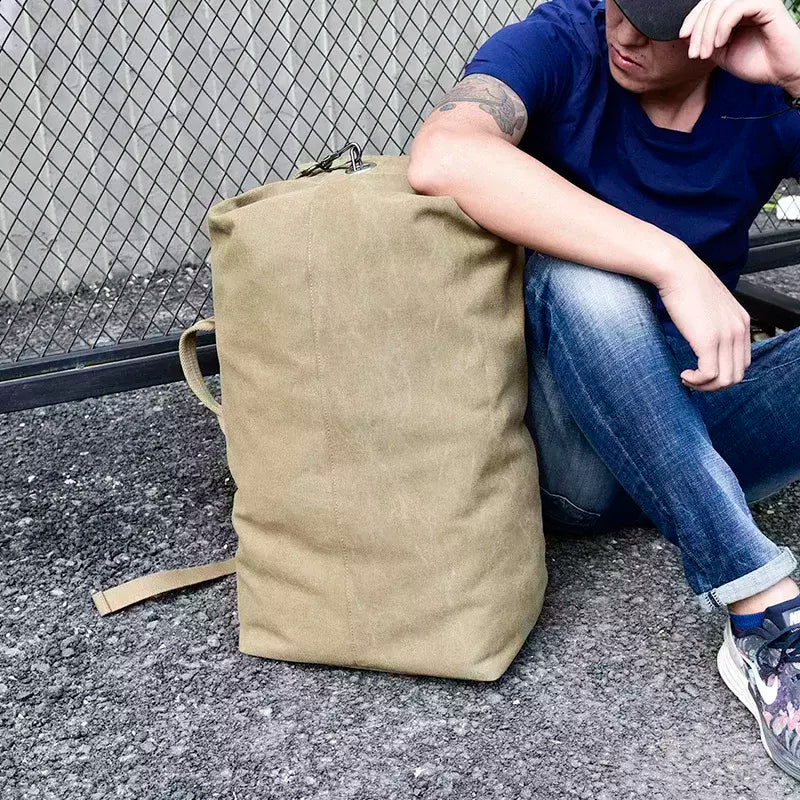 Mochila de Viagem de Grande Capacidade Mochila Mochila de Montanhismo Bagagem Masculina Canvas Bucket Shoulder Bags for Boys, Men Backpacks