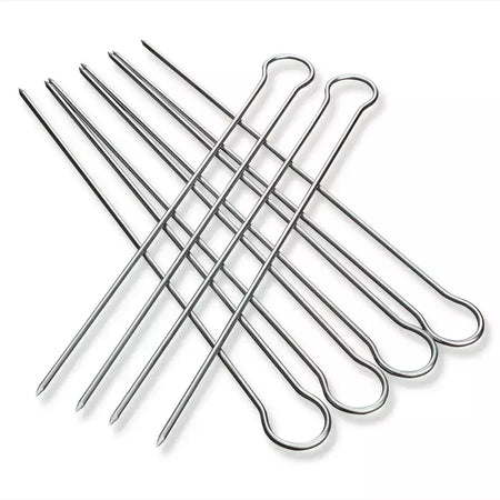 Conjunto de espetos de kebab para churrasco duplo, 6/peças em aço inoxidável, espetos de metal para grelhar, varas para piquenique, acampamento, ferramentas de churrasco