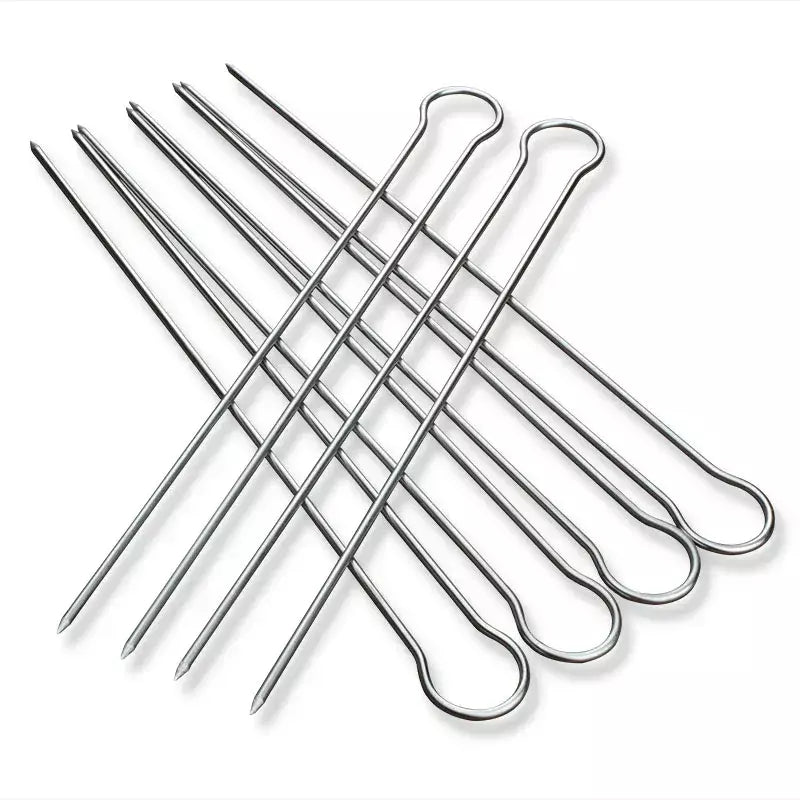 Conjunto de espetos de kebab para churrasco duplo, 6/peças em aço inoxidável, espetos de metal para grelhar, varas para piquenique, acampamento, ferramentas de churrasco