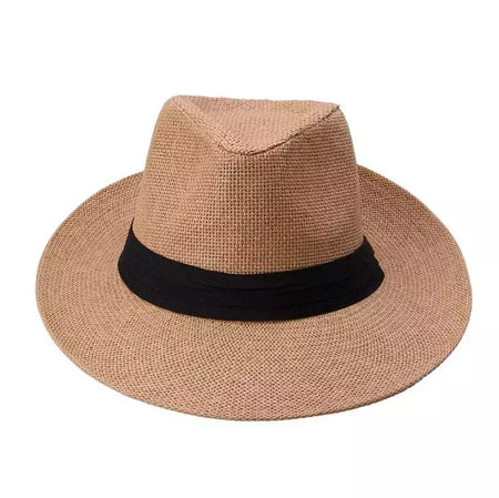 Chapéu de sol Trilby Jazz unissexo, aba grande, fita preta, chapéu Panamá palha de papel, boné casual feminino e masculino, moda quente, verão
