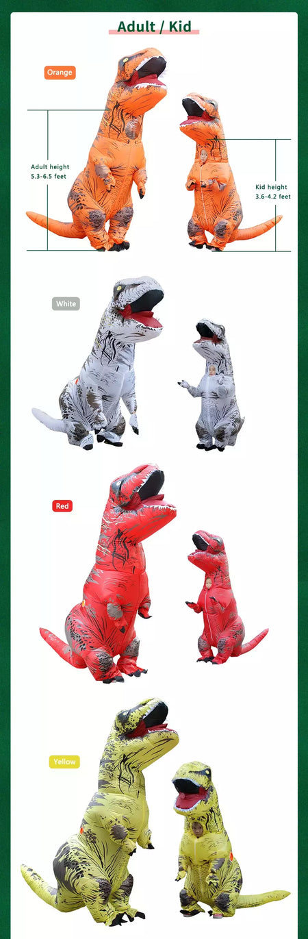 Trajes de dinossauro inflável t-rex cosplay anime explodir festa traje de halloween para mulher homem criança adulto crianças mascote