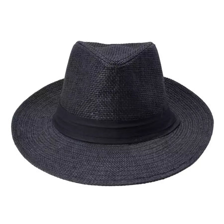 Chapéu de sol Trilby Jazz unissexo, aba grande, fita preta, chapéu Panamá palha de papel, boné casual feminino e masculino, moda quente, verão
