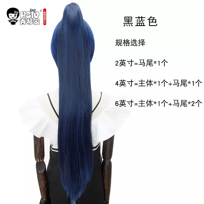 Hsiu 80cm longo staight rabo de cavalo clipe peruca cosplay fibra de alta temperatura perucas sintéticas anime festa rabo de cavalo perucas 14 cores