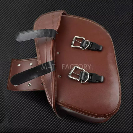 2 alforjes de couro para motocicleta, bolsa lateral para bagagem ao ar livre para harley sportster xl 883 xl 1200 touring dyna softail fl