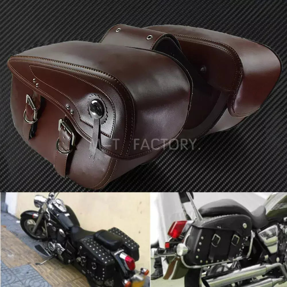 2 alforjes de couro para motocicleta, bolsa lateral para bagagem ao ar livre para harley sportster xl 883 xl 1200 touring dyna softail fl