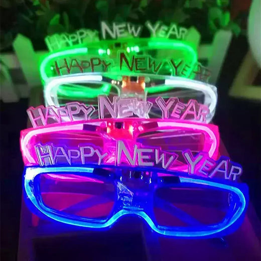 Feliz ano novo led piscando óculos brilhantes iluminar crianças brinquedos brilho festa decoração suprimentos natal