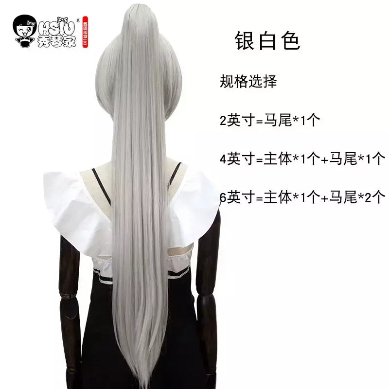 Hsiu 80cm longo staight rabo de cavalo clipe peruca cosplay fibra de alta temperatura perucas sintéticas anime festa rabo de cavalo perucas 14 cores
