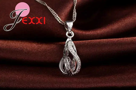 Gota de água quente cz 925 prata esterlina banhado conjunto de jóias para mulheres pingente colar brincos de argola festa de casamento ketey anel