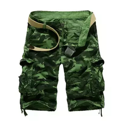 Shorts de camuflagem para homens soltos, calças curtas militares camufladas, tamanho EUA, verão, 2024
