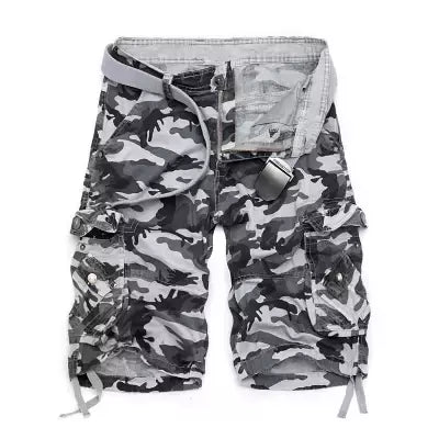 Shorts de camuflagem para homens soltos, calças curtas militares camufladas, tamanho EUA, verão, 2024