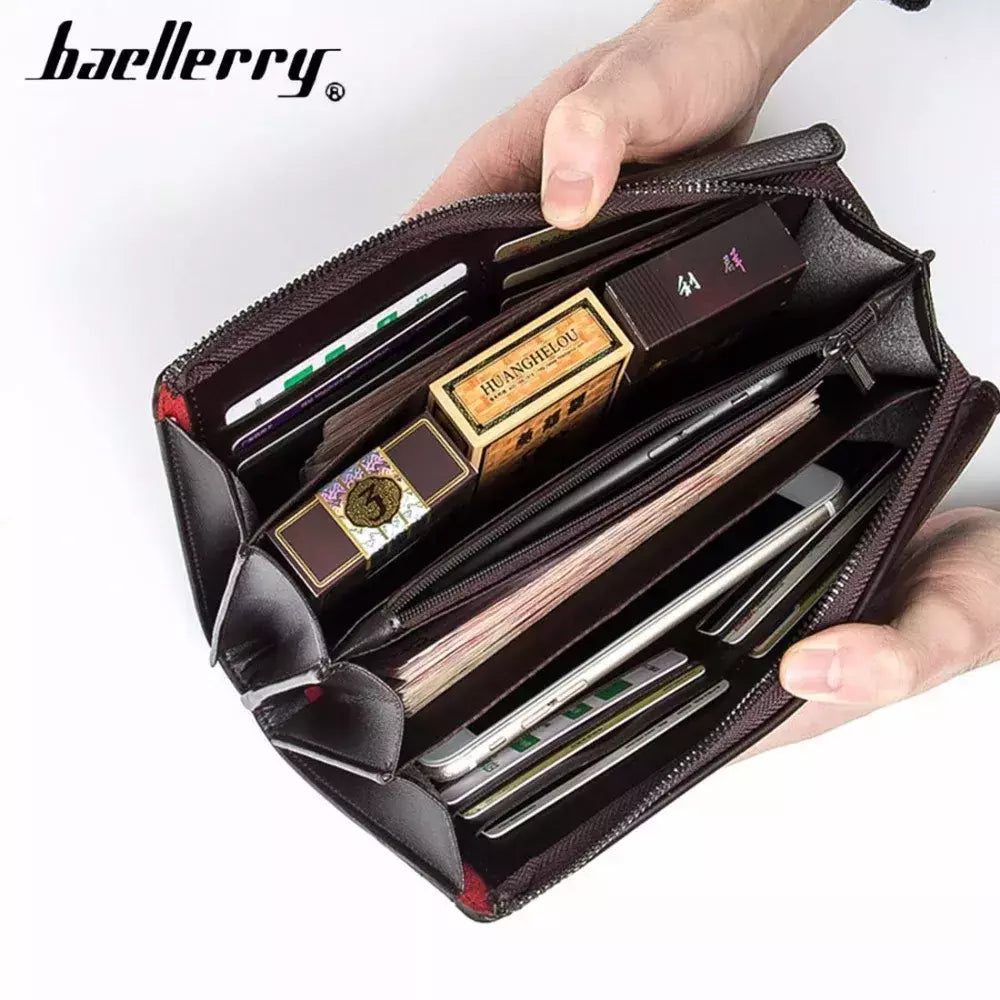 Baellery homens bolsa de embreagem grande capacidade carteiras de bolso do telefone celular passcard bolso de alta qualidade multifuncional carteira para homem