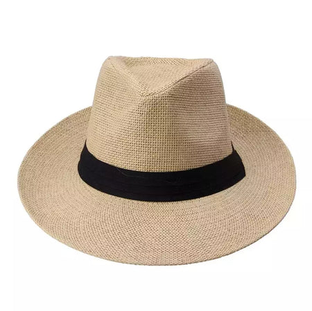 Chapéu de sol Trilby Jazz unissexo, aba grande, fita preta, chapéu Panamá palha de papel, boné casual feminino e masculino, moda quente, verão