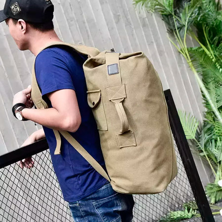 Mochila de Viagem de Grande Capacidade Mochila Mochila de Montanhismo Bagagem Masculina Canvas Bucket Shoulder Bags for Boys, Men Backpacks