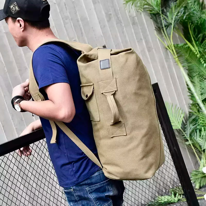 Mochila de Viagem de Grande Capacidade Mochila Mochila de Montanhismo Bagagem Masculina Canvas Bucket Shoulder Bags for Boys, Men Backpacks