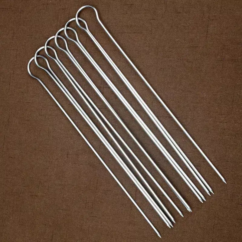 Conjunto de espetos de kebab para churrasco duplo, 6/peças em aço inoxidável, espetos de metal para grelhar, varas para piquenique, acampamento, ferramentas de churrasco