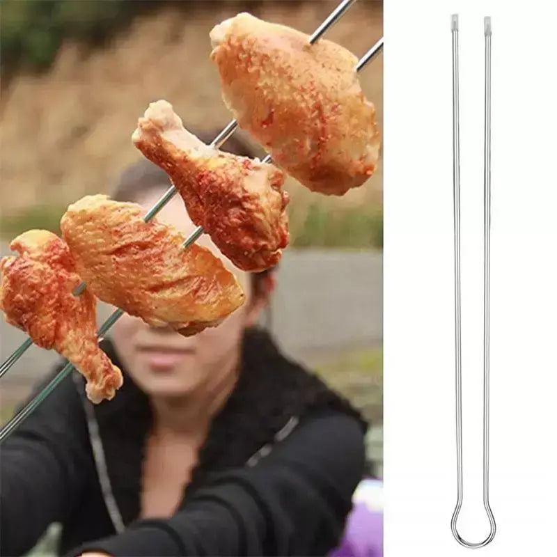 Conjunto de espetos de kebab para churrasco duplo, 6/peças em aço inoxidável, espetos de metal para grelhar, varas para piquenique, acampamento, ferramentas de churrasco