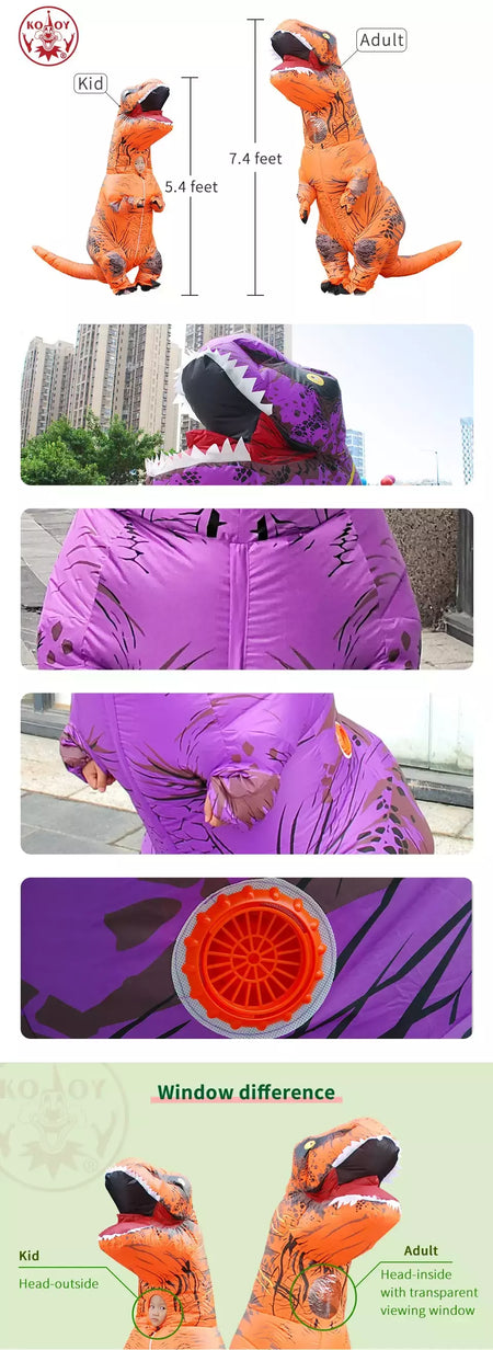 Trajes de dinossauro inflável t-rex cosplay anime explodir festa traje de halloween para mulher homem criança adulto crianças mascote