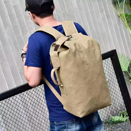 Mochila de Viagem de Grande Capacidade Mochila Mochila de Montanhismo Bagagem Masculina Canvas Bucket Shoulder Bags for Boys, Men Backpacks