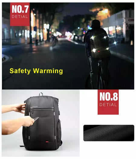 Kingsons bolsa masculina à prova d'água, mochila para laptop de 17 polegadas com carregamento usb externo, mochila antifurto para laptop, multicamadas