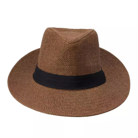 Chapéu de sol Trilby Jazz unissexo, aba grande, fita preta, chapéu Panamá palha de papel, boné casual feminino e masculino, moda quente, verão