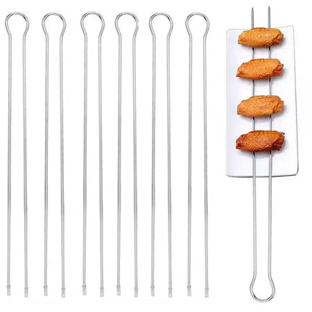 Conjunto de espetos de kebab para churrasco duplo, 6/peças em aço inoxidável, espetos de metal para grelhar, varas para piquenique, acampamento, ferramentas de churrasco