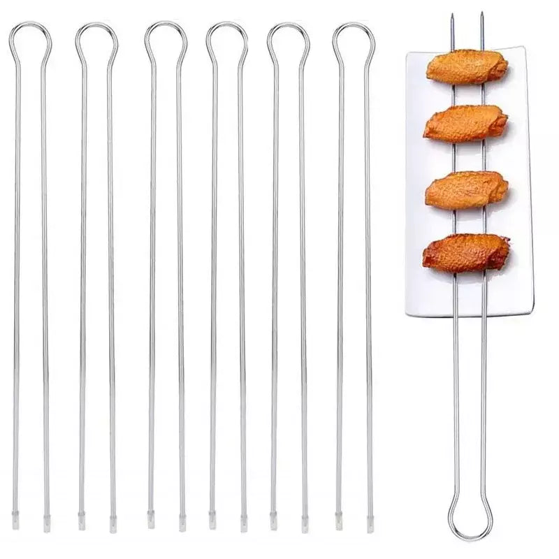 Conjunto de espetos de kebab para churrasco duplo, 6/peças em aço inoxidável, espetos de metal para grelhar, varas para piquenique, acampamento, ferramentas de churrasco