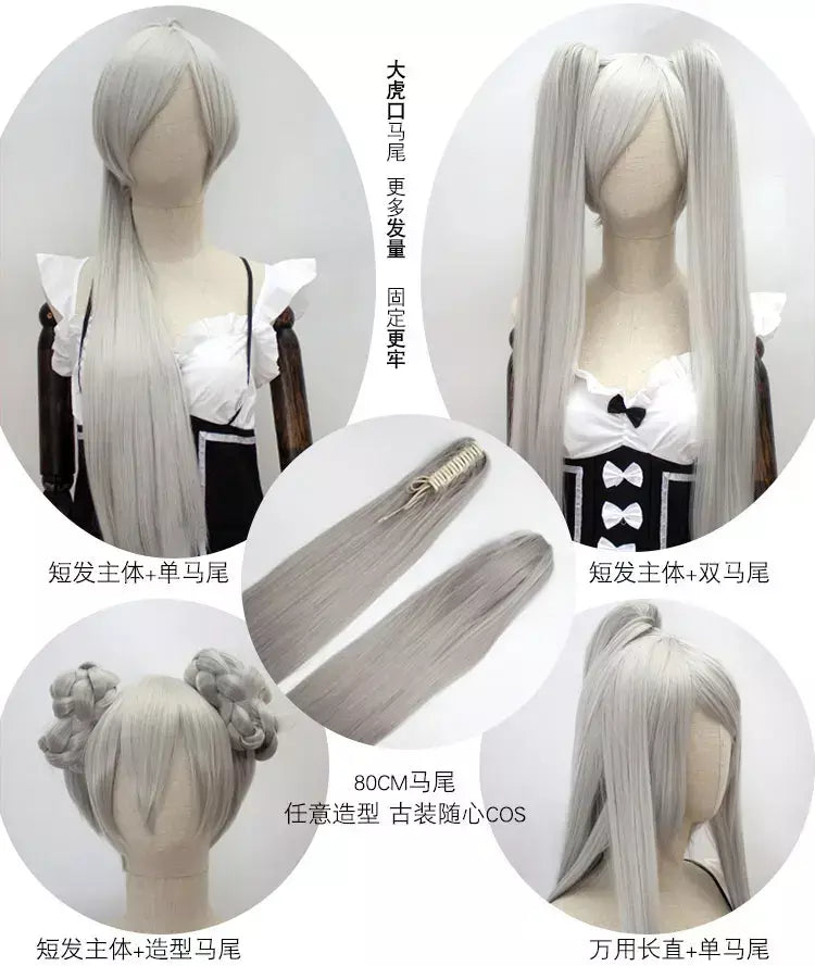 Hsiu 80cm longo staight rabo de cavalo clipe peruca cosplay fibra de alta temperatura perucas sintéticas anime festa rabo de cavalo perucas 14 cores