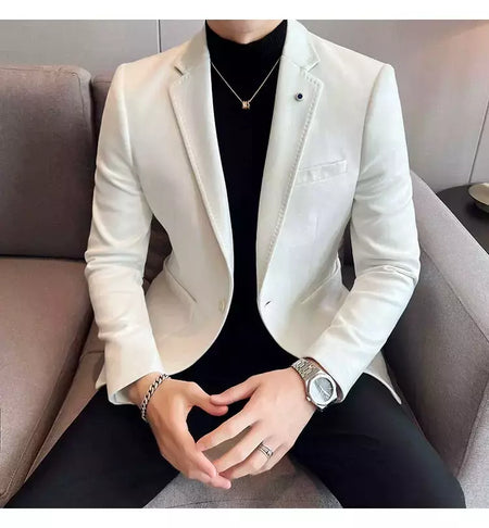 Nova Moda Terno Casaco dos homens Slim Fit Deerskin Veludo Elegante Luxo Blazer Casaco Negócios Casual Casamento Plus Size Terno 4XL-S