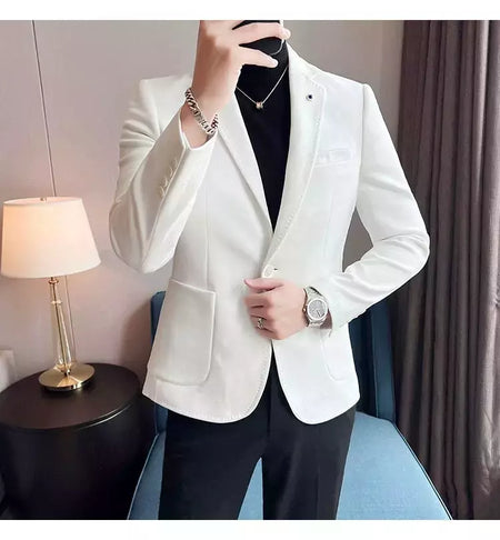Nova Moda Terno Casaco dos homens Slim Fit Deerskin Veludo Elegante Luxo Blazer Casaco Negócios Casual Casamento Plus Size Terno 4XL-S